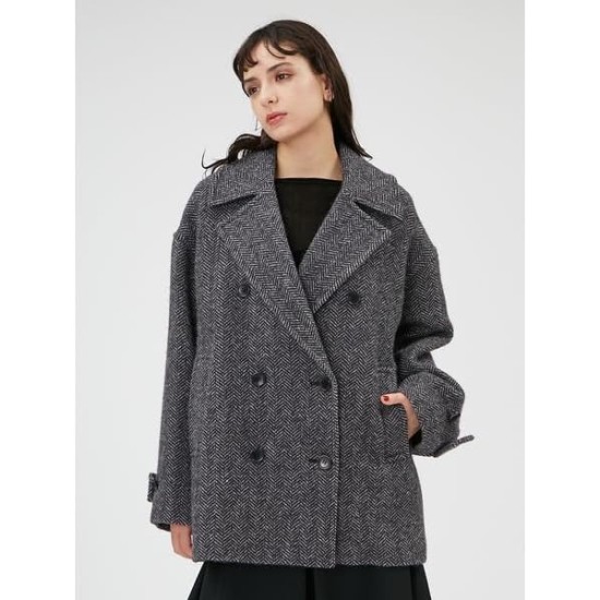 Women's herringbone patterned short jacket Women's herringbone patterned short jacket
