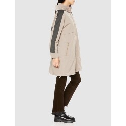 Coat made of different materials, combined with a two tone coat for women