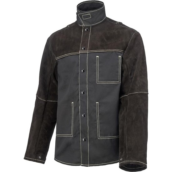 Welding jacket split leather, heat-resistant and fire-resistant cotton, Kevlar sewn cowhide Welding jacket split leather, heat-resistant and fire-resistant cotton, Kevlar sewn cowhide
