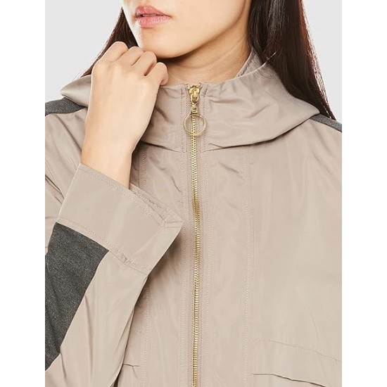 Coat made of different materials, combined with a two tone coat for women Coat made of different materials, combined with a two tone coat for women